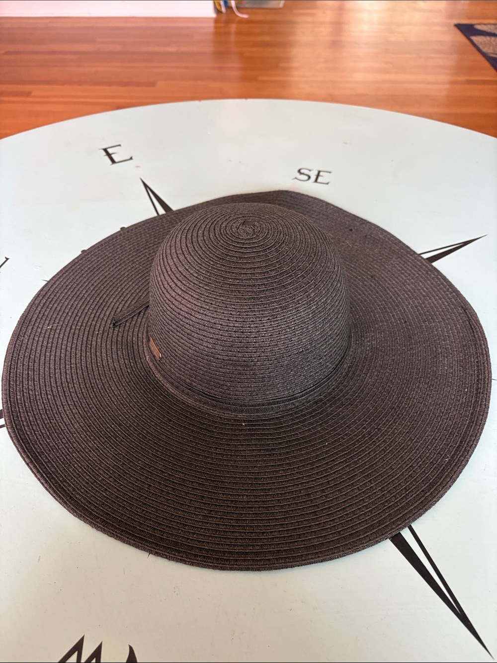 Wide-Brim Black Straw Sun Hat with Subtle Band